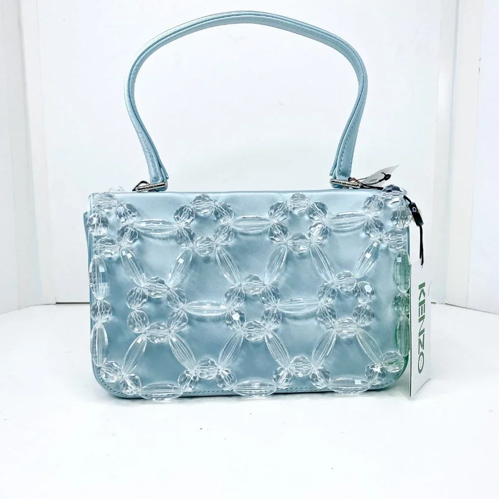 Kenzo Glacier Top Handle Silvertone Logo Bag - Picture 8 of 10
